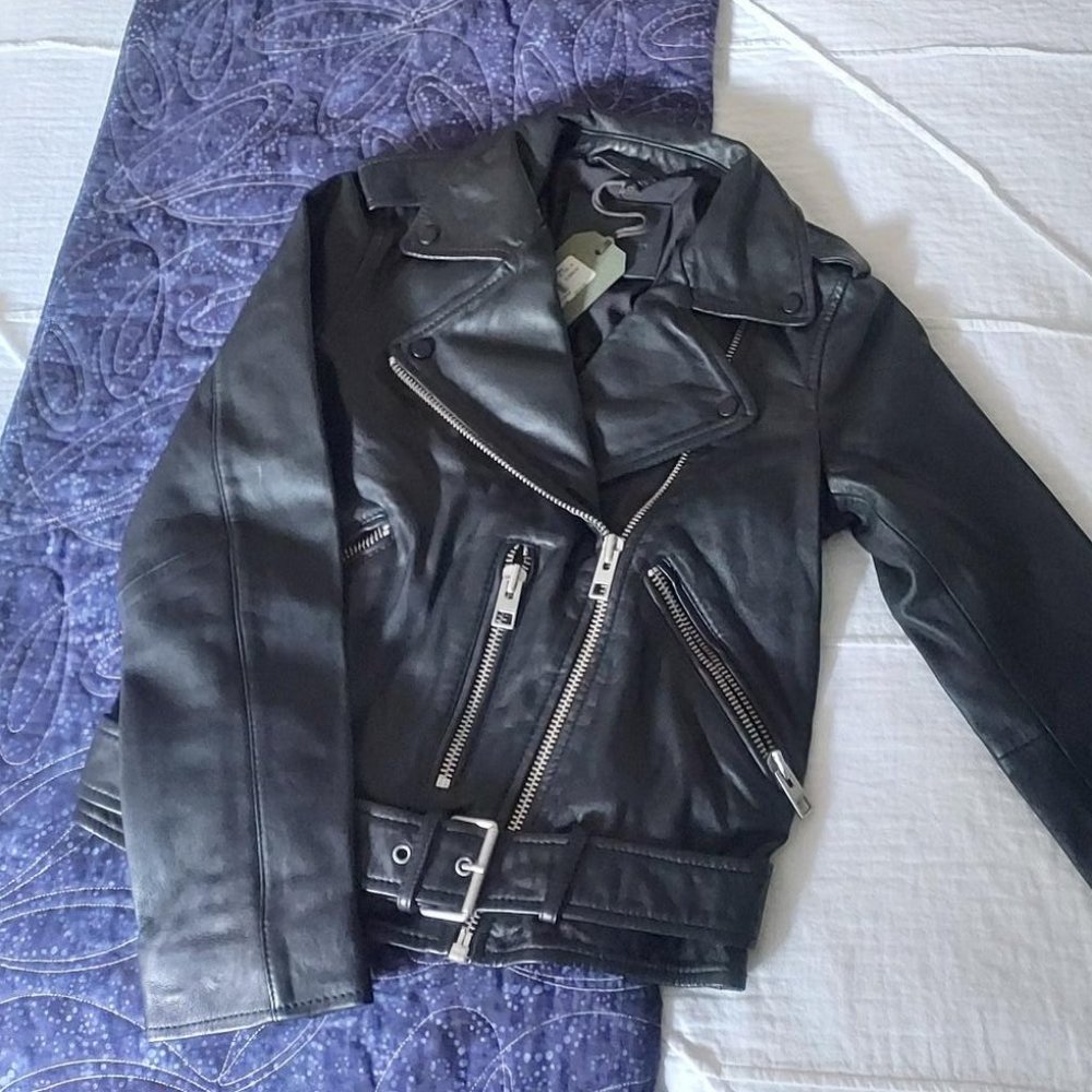 NWT All Saints Balfern Biker jacket, black, US 4 - Picture 5 of 16